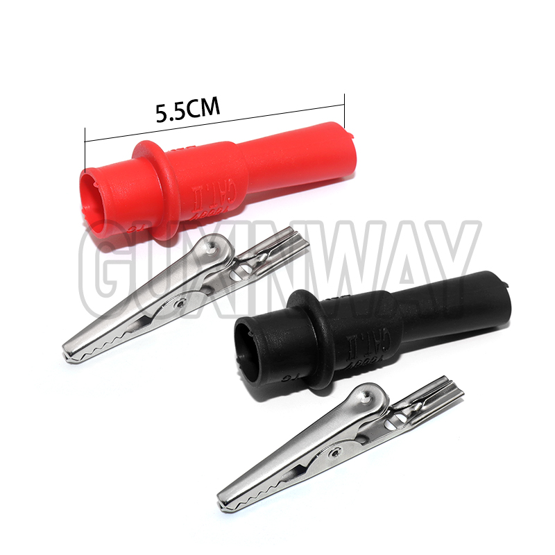 Crocodile Clip Set - Zestaw 2 szt. krokodylków zaciskowych, czerwono-czarne