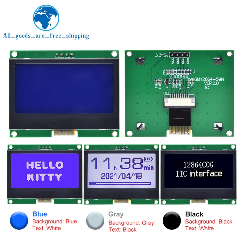 I2C Lcd Display - 1/3 SZT. Moduł LCD 12864 IIC