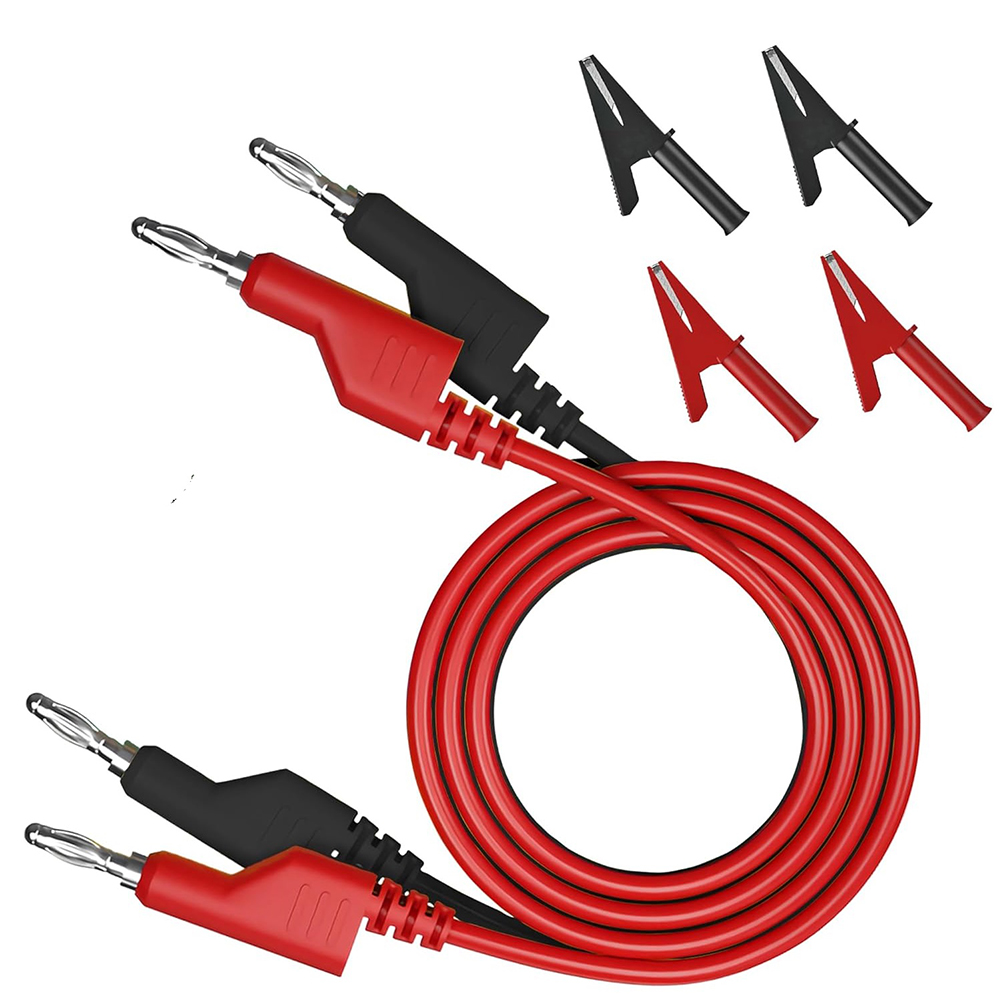 Crocodile Clip Set - 6-częściowy zestaw kabli testowych banan-banan z