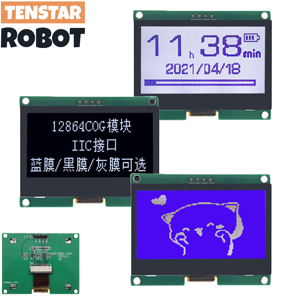 I2C Lcd Display - TENSTAR 12864-59N IIC 4P moduł LCD